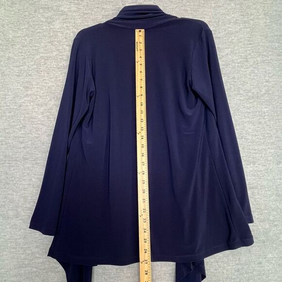 Clara Sun Woo Waterfall Cardigan Women's Medium Blue Open Cascading Long Sleeves - Picture 7 of 9